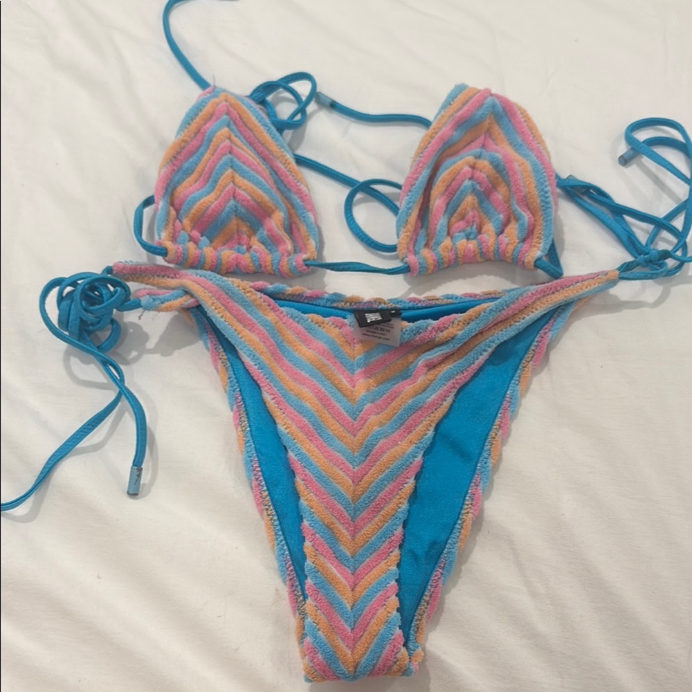 Triangl Swimwear Blue and Pink Chevron Bikini
